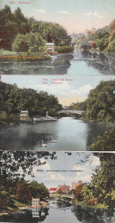 3 postcards - Riga. City canal