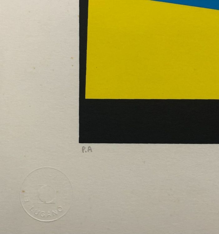 Ливио Бернаскони (1932) Композиция Бторая половина 20-го века. Шелкография. 69.5х69.5 см. Сертификат подписан от руки. Работа подписана внизу справа/внизу слева P.A.