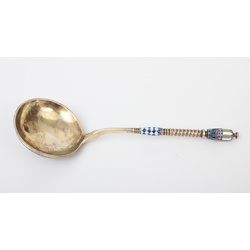 Silver spoon with colored enamels