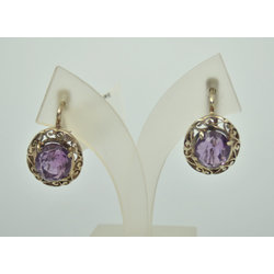 Silver earrings with natural amethyst