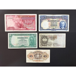 Набор банкнот Банка Латвии времен первой независимости
