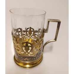 Silver cup holder with glass 