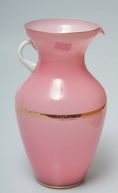 Pink glass vase with gilding