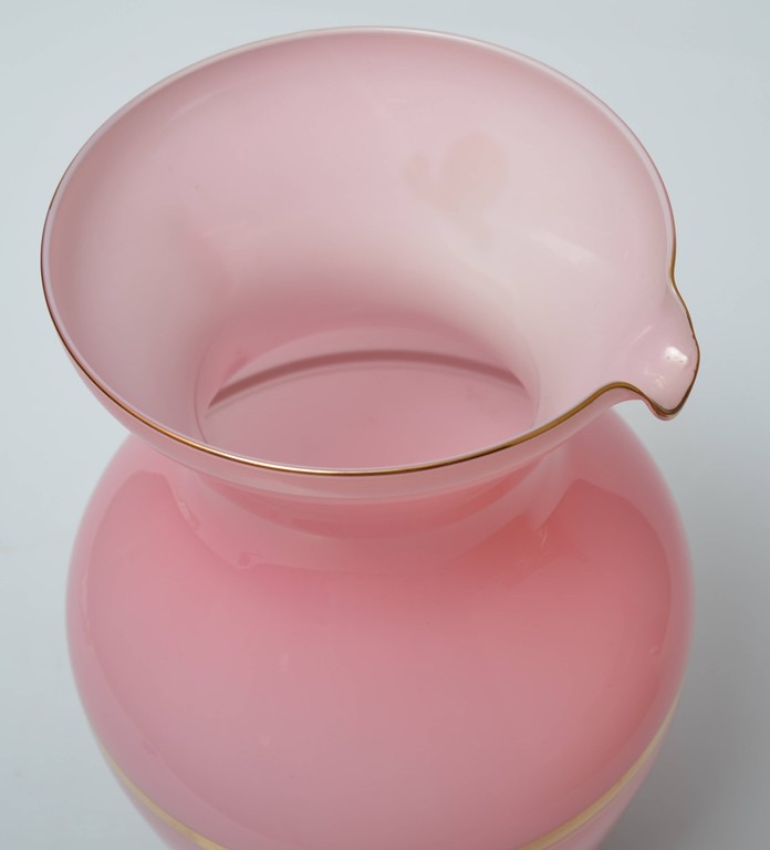Pink glass vase with gilding
