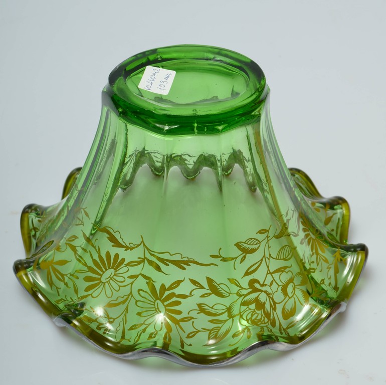 Green glass vase with silver 