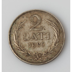 Silver coin of two lats 1925th