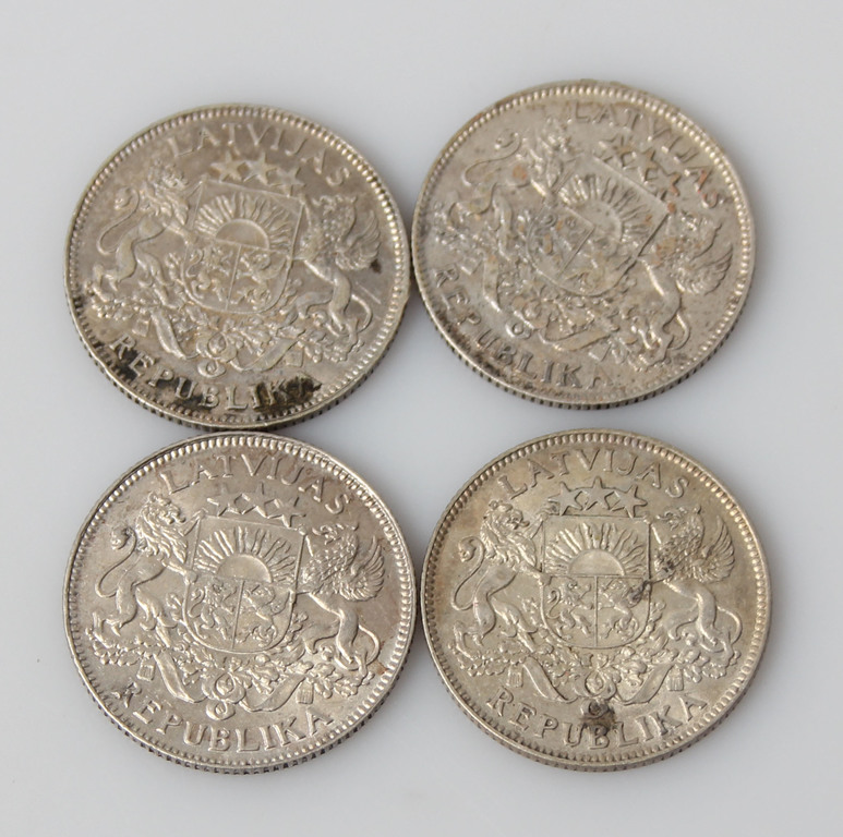 Silver One lat coins - 1924th (4 pieces)