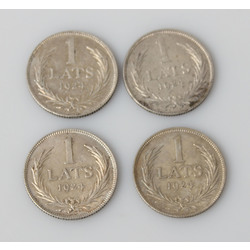 Silver One lat coins - 1924th (4 pieces)