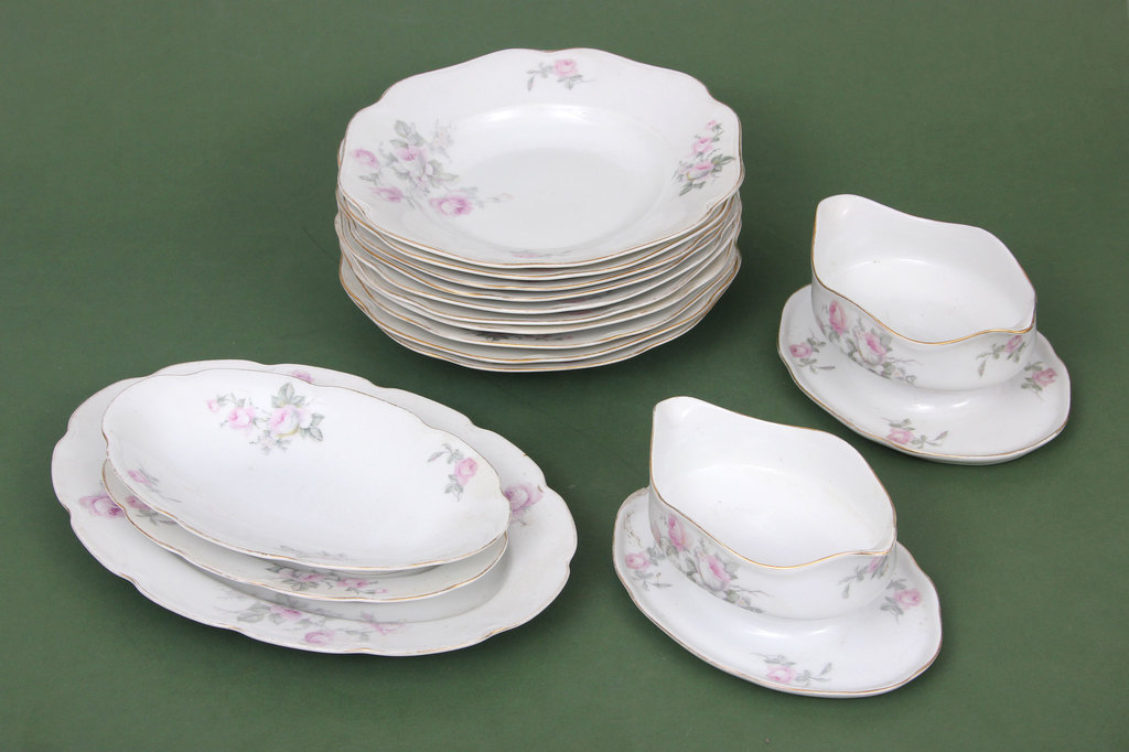 An incomplete porcelain dinner set