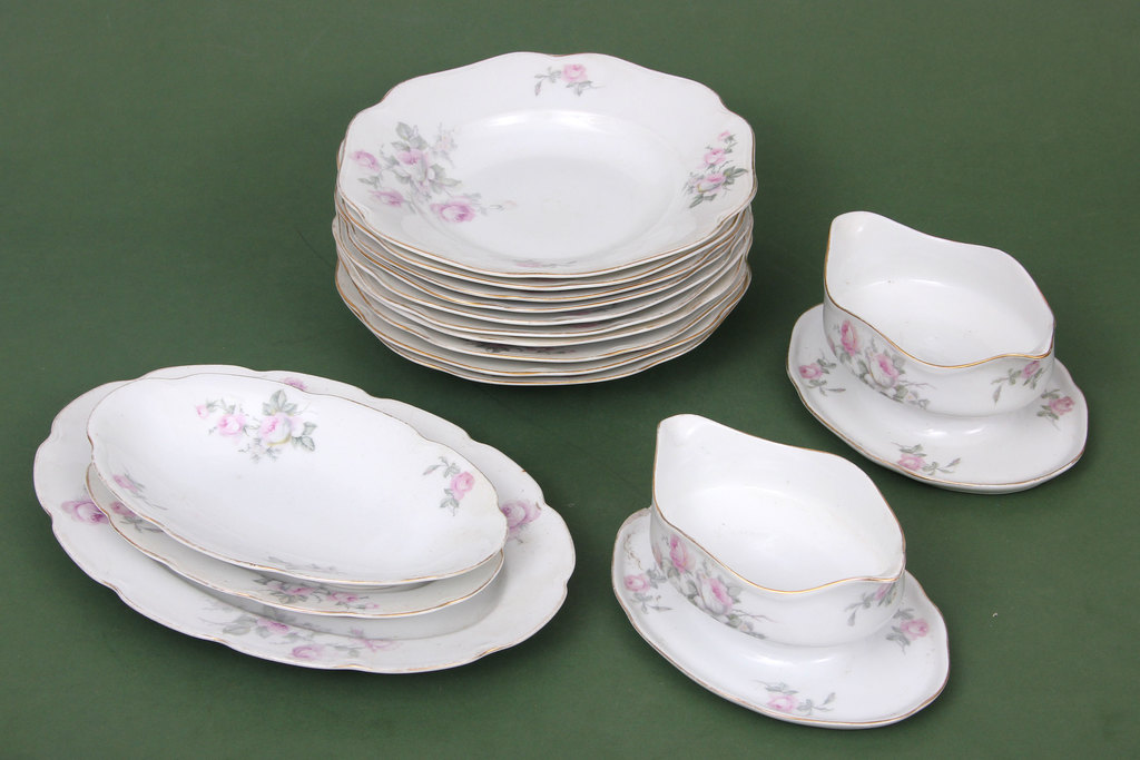 An incomplete porcelain dinner set