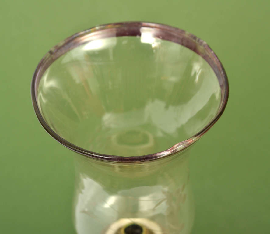 Brass candle holder with glass dome