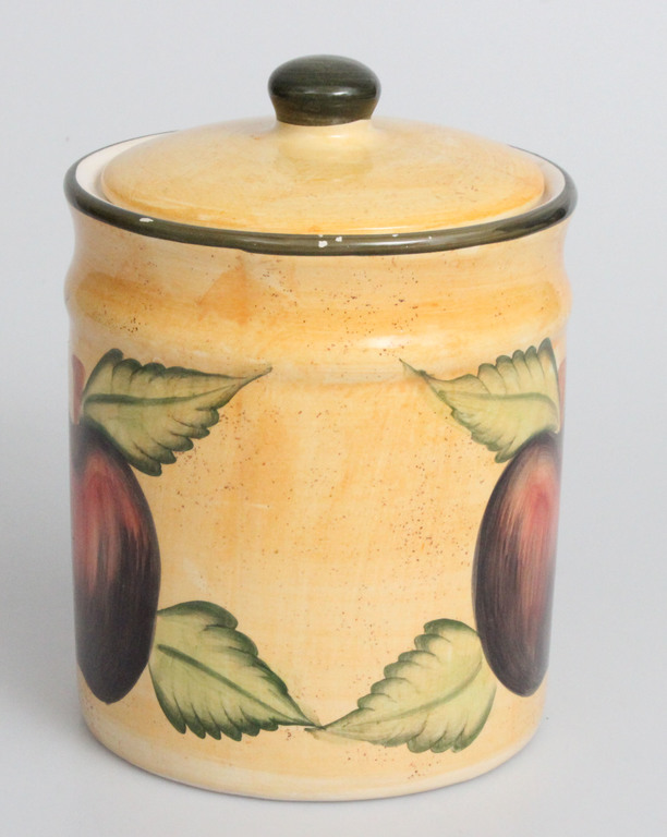 Painted porcelain container with lid