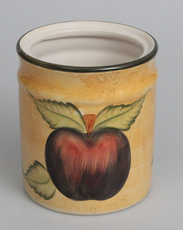 Painted porcelain container with lid