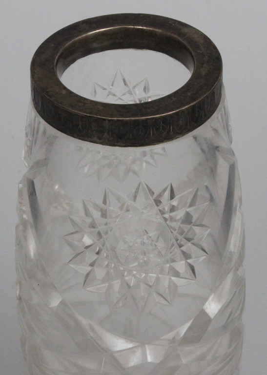 Хрустальная ваза с серебрoм