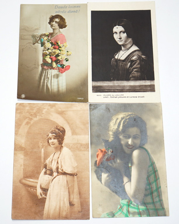 Открытки с женскими портретами (4 шт.)
