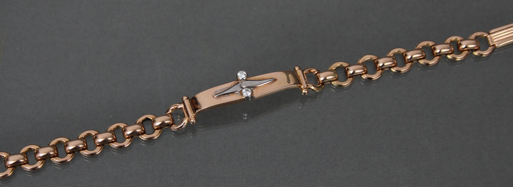 Женский золотой браслет с двумя бриллиантами