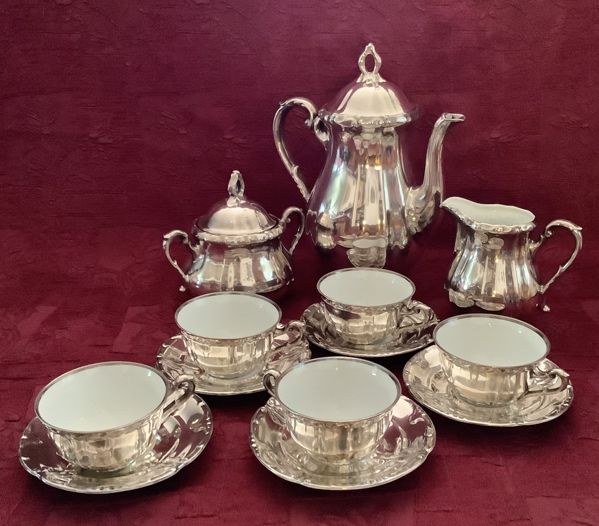 Coffee service..Germany. 1900 Old technology of silvering