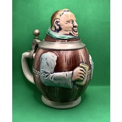 Пивная кружка Монах,керамическая крышка на цинке, 1950—60г. Германия 