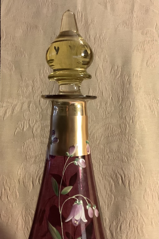 Liela vīna karafe, cariskā Krievija, ar roku apgleznota, 36cm