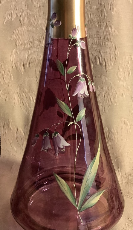 Large wine decanter, Tsarist Russia, Hand-painted, 36cm