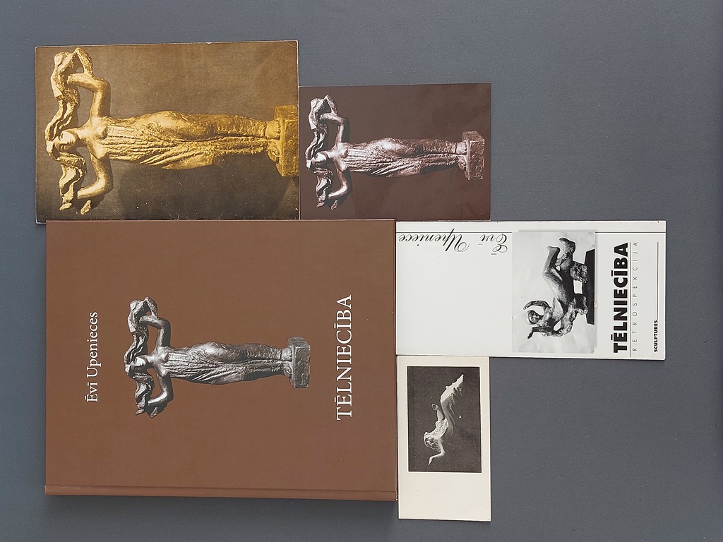 Скульптура Эви Упениеце 2015, каталог выставки 1976, приглашения на выставку. Все с подписью автора
