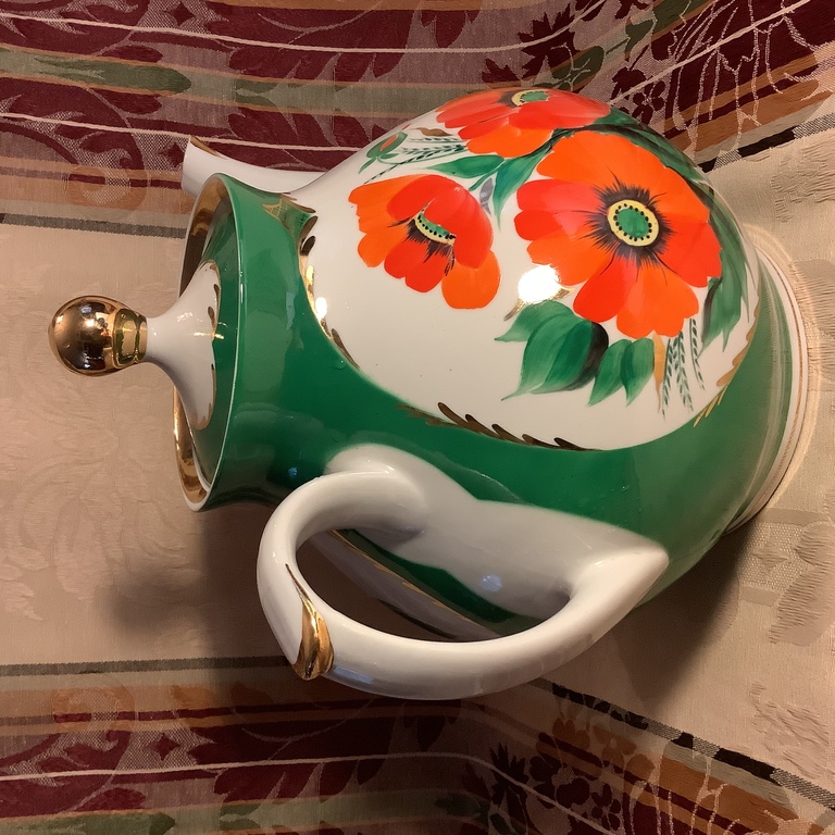 Большой чайник, Сумской фарфор.Украина.1960годы.Ручная роспись