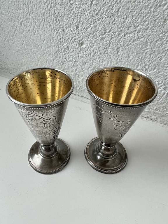 Two silver wine glasses