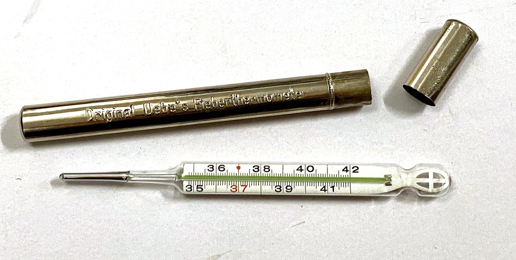 German mercury thermometer with case
