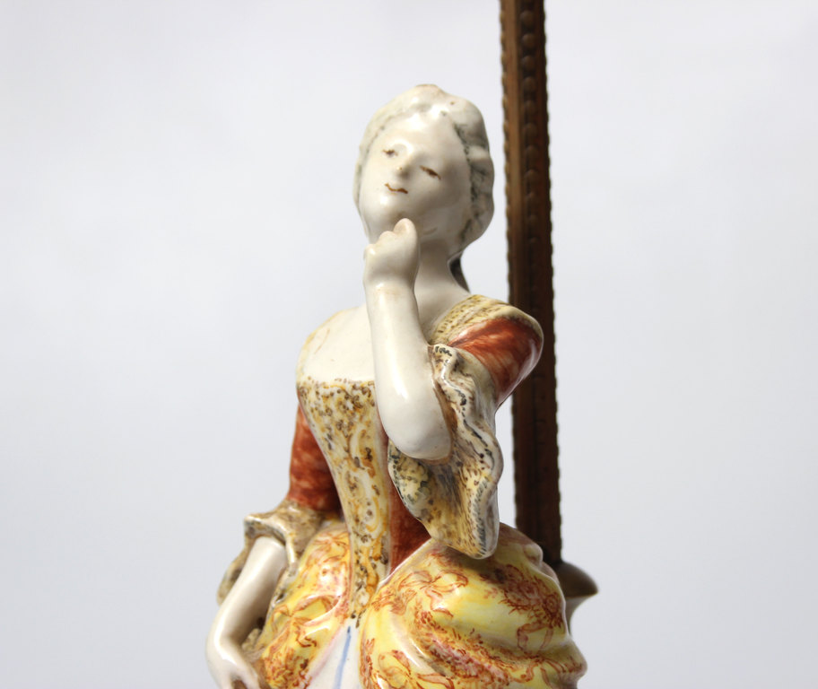 Porcelain lamp with the figure ''Girl''