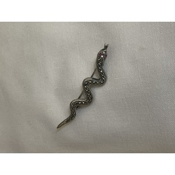 Vintage Sterling silver and marcasite snake brooch 