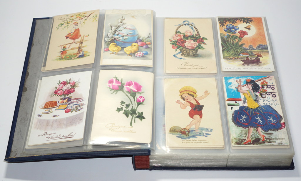 The collection of postcards of greeting in the album 213 pieces.