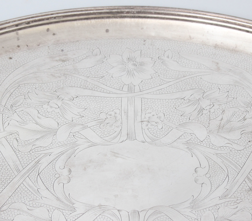Art Nouveau silver-plated brass tray 