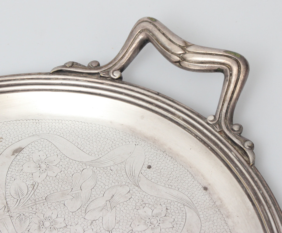 Art Nouveau silver-plated brass tray 