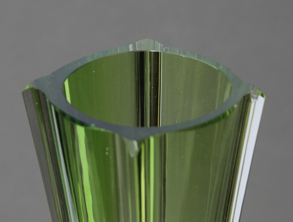 Green glass vase from Iļguciems glass factory