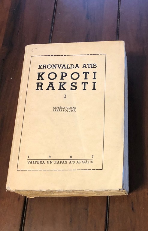 Kronvalda Atis Kopoti Raksti I, 1937, Valteras und Rapas A/S Apgāds