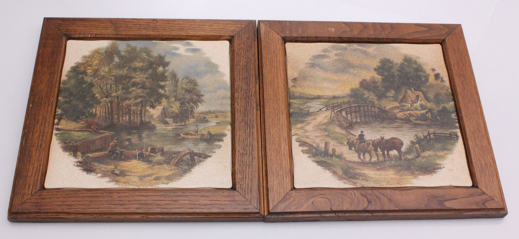 Two porcelain pictures in frames