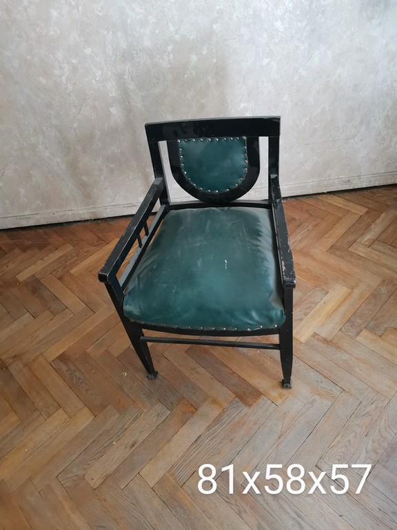 Painted birch chair with leather upholstery
