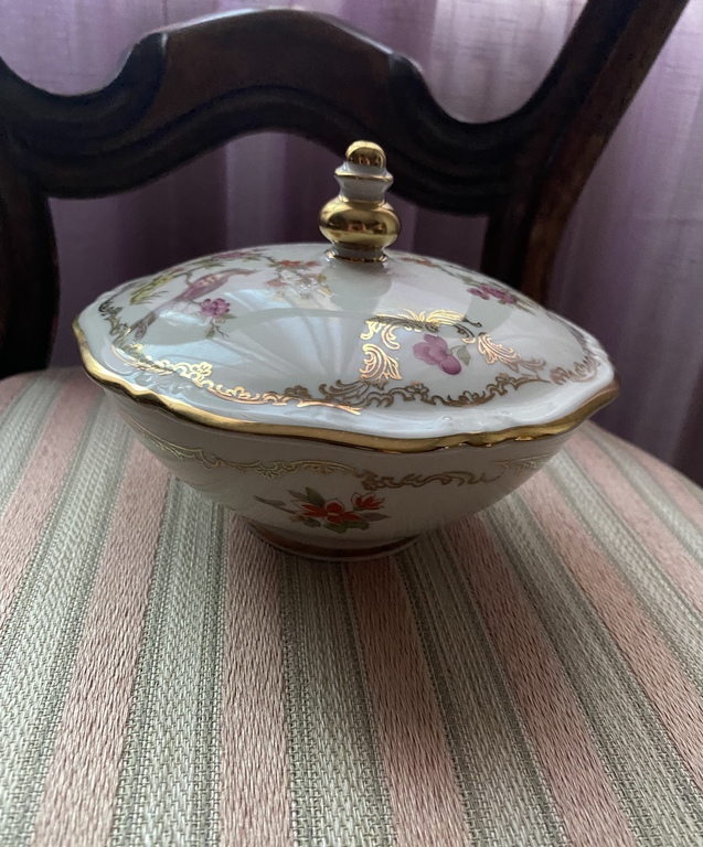 Painted Windsor porcelain dish with lid Bavaria Germany