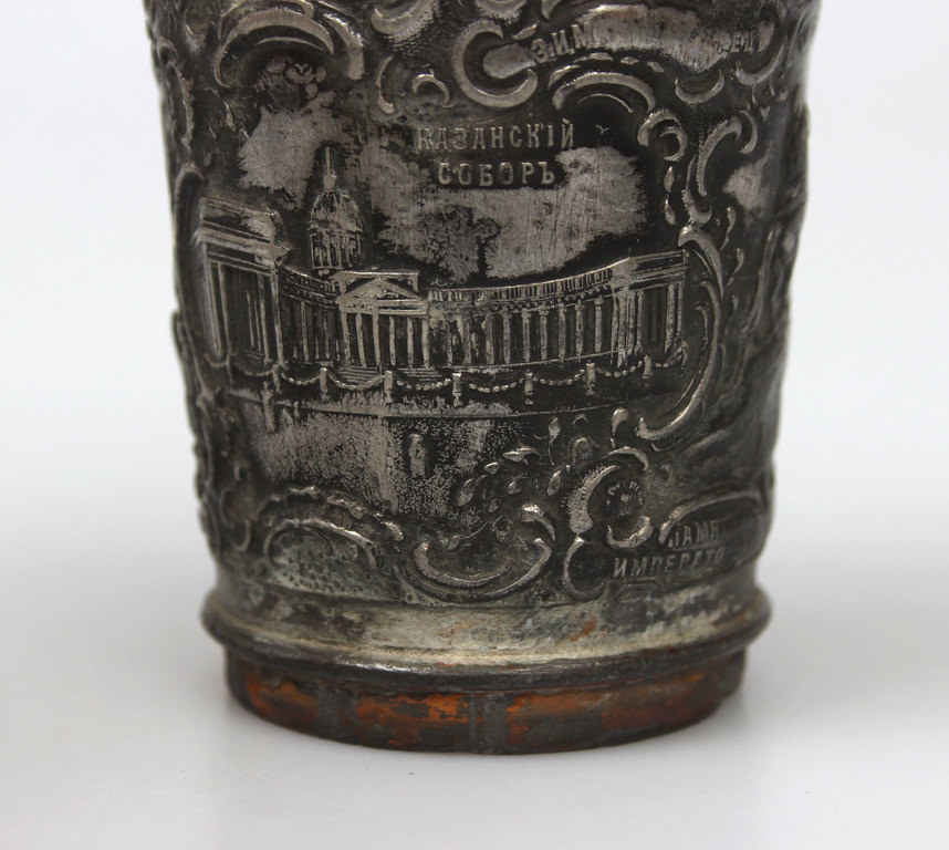 Pewter cup with architectural pearls of the Russian Empire
