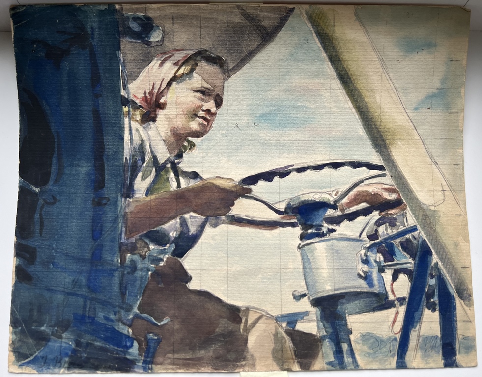 Akvarelis paspartū J.Bīne, 1946.g