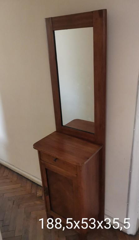 Wooden mirror with shelf