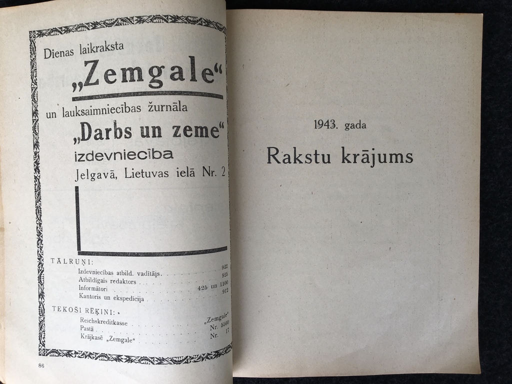 Year Book of Agriculture “Darbs un Zeme”