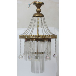 Brass lamp with glass pendants