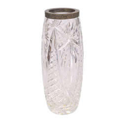 Хрустальная ваза с серебряной отделкой