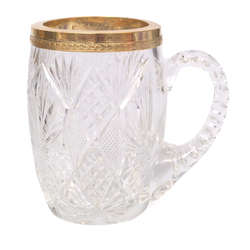 Crystal beer mug with gilded silver finish
