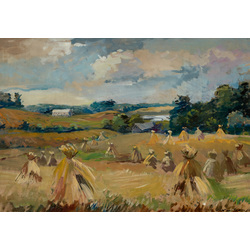 Landscape with haystacks