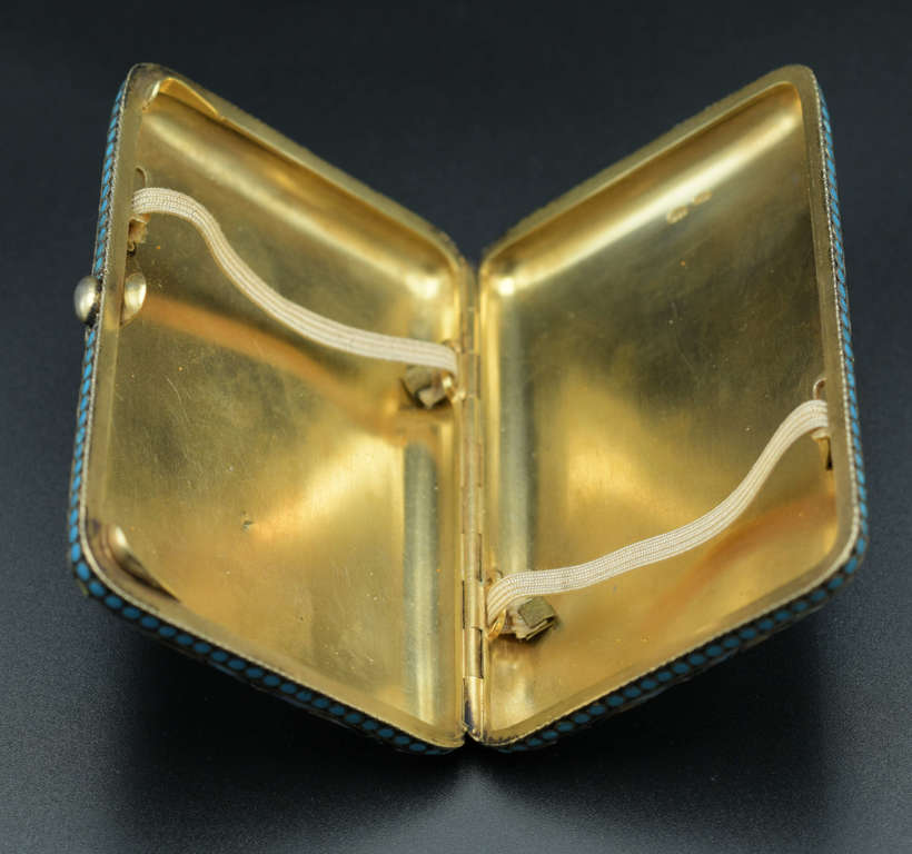 Gold-plated silver case with multi-colored enamel and painting