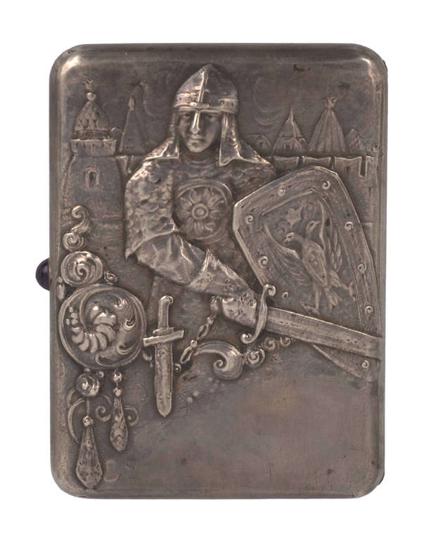 Silver cigar box with ancient Slavic images