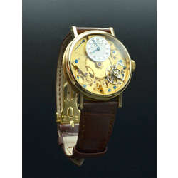 Men's gold wristwatch Breguet Tradition with leather strap