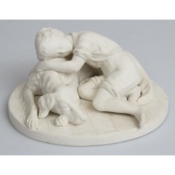 Art nouveau biscuit figure ''Boy with a dog''